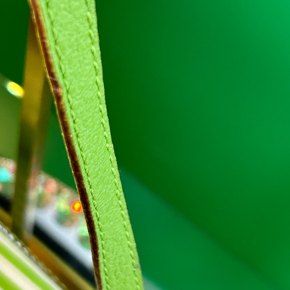 Kate Spade Lime Green Striped Shoulder Bag 21” x 6.5” x 2.5” - Picture 6 of 15